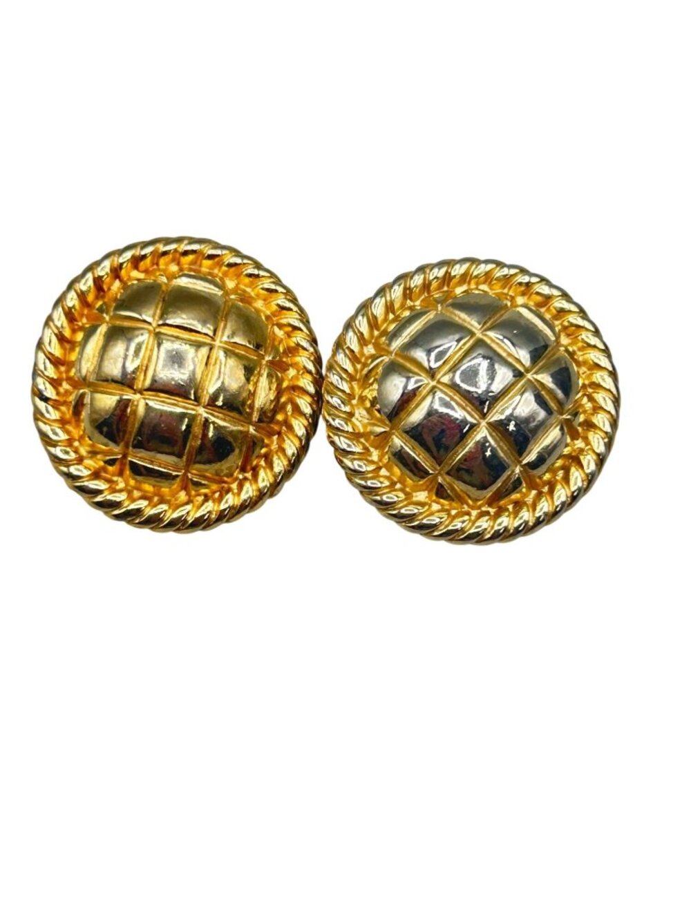 Vintage GAY BOYER Clip On Earrings 80s 90s Chunky Big Clips Shiny Gold Tone